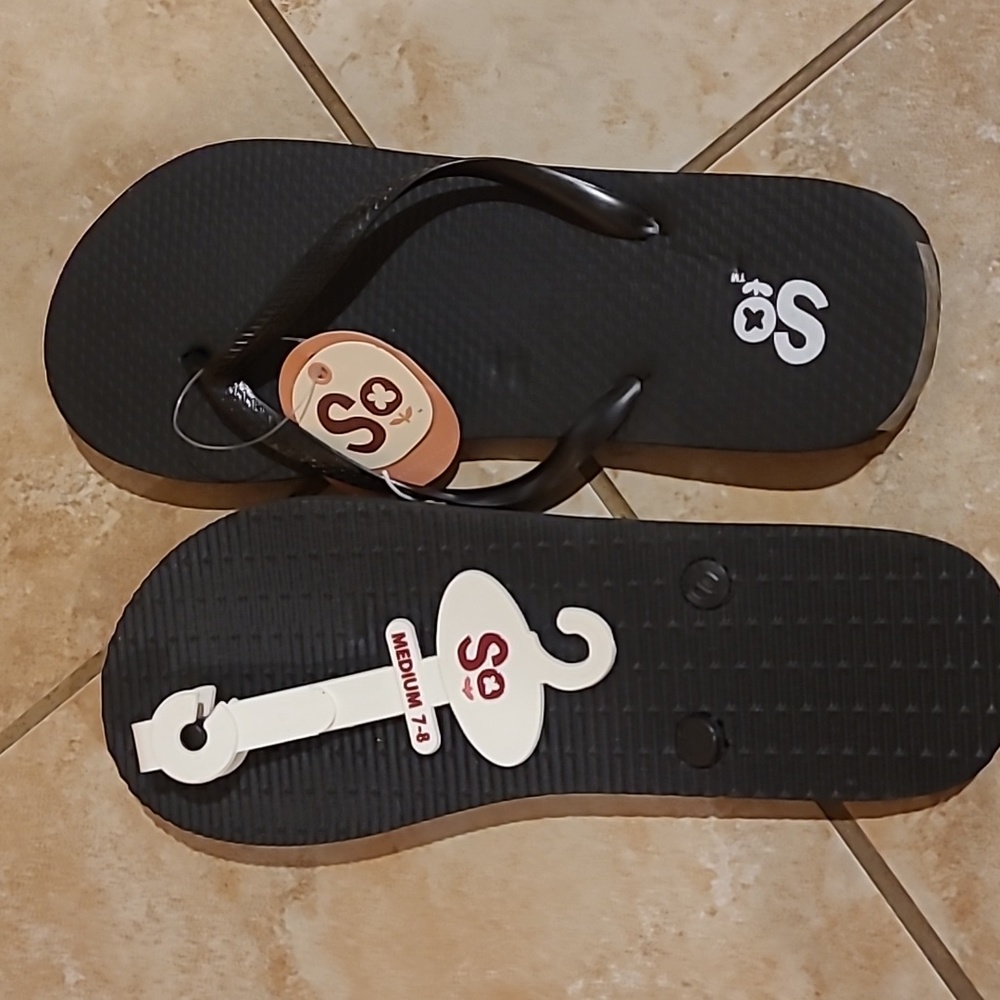 Black flip flops